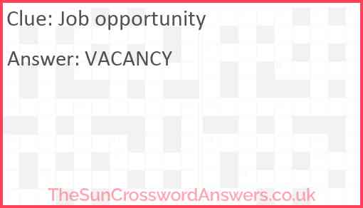 Job opportunity Answer