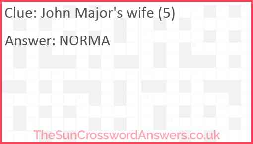 John Major's wife (5) Answer