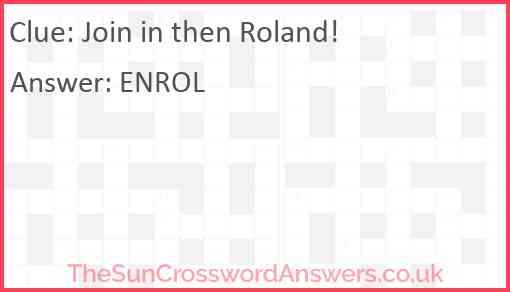 Join in then Roland! Answer