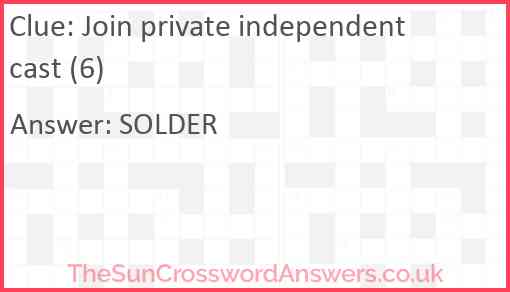 Join private independent cast (6) Answer