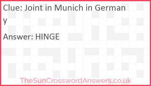 Joint in Munich in Germany Answer