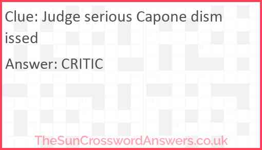 Judge serious Capone dismissed Answer