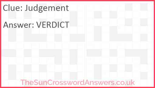 Judgement crossword clue TheSunCrosswordAnswers co uk