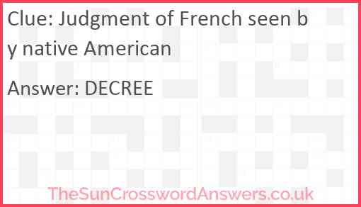 Judgment of French seen by native American Answer