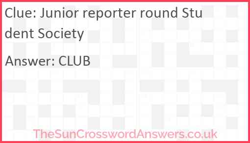 Junior reporter round Student Society Answer