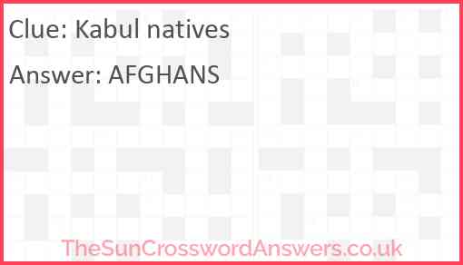 Kabul natives Answer