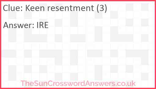 Keen resentment (3) Answer