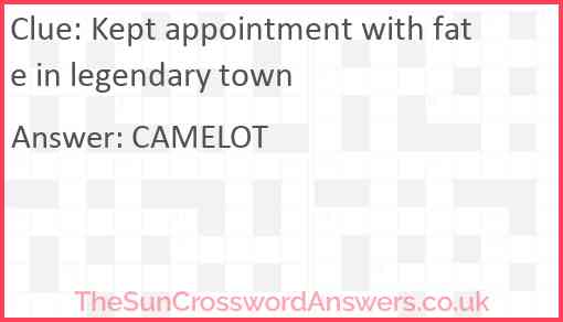 Kept appointment with fate in legendary town Answer