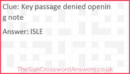 Key passage denied opening note Answer