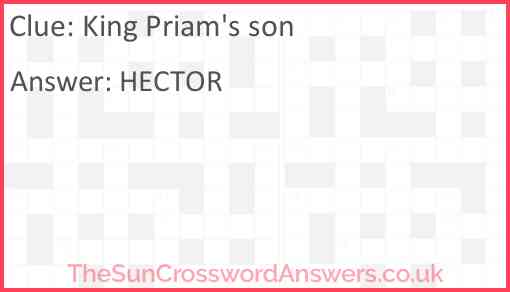 King Priam's son Answer