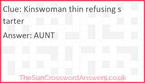 Kinswoman thin refusing starter Answer