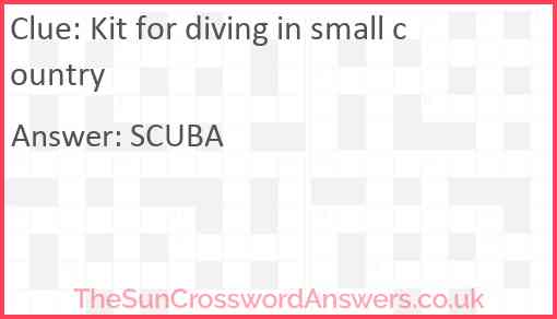Kit for diving in small country Answer