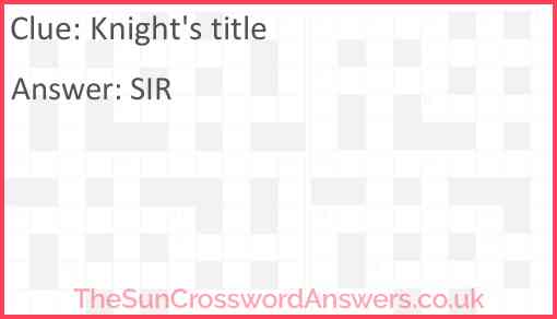 Knight's title Answer