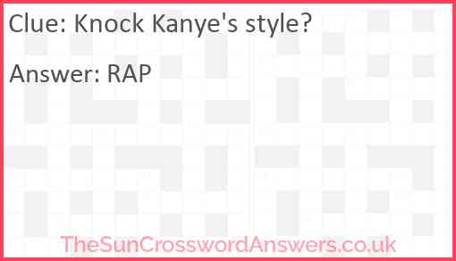 Knock Kanye's style? Answer