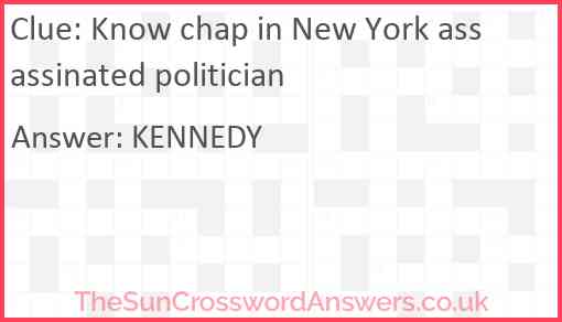 Know chap in New York assassinated politician Answer