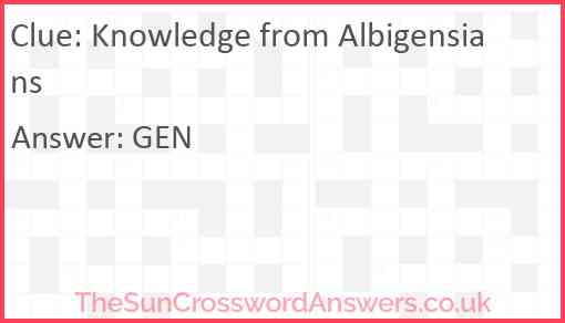 Knowledge from Albigensians Answer