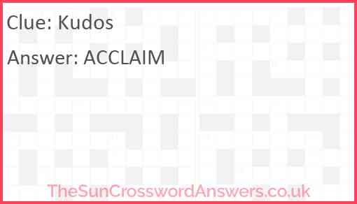 Kudos crossword clue TheSunCrosswordAnswers co uk