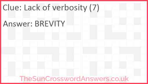 Lack of verbosity (7) Answer