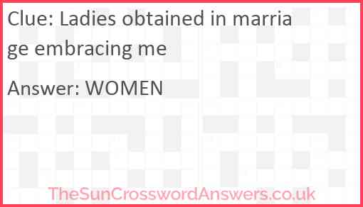 Ladies obtained in marriage embracing me Answer