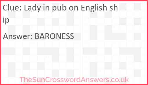 Lady in pub on English ship Answer