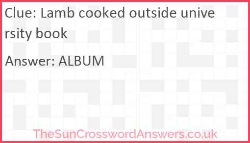 Lamb cooked outside university book Answer
