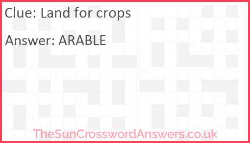 Land for crops Answer