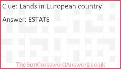 Lands in European country Answer