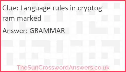 Language rules in cryptogram marked Answer