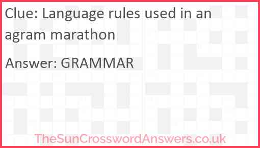 Language rules used in anagram marathon Answer