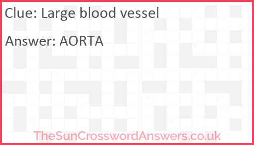 Large blood vessel crossword clue TheSunCrosswordAnswers co uk Large blood vessel crossword clue TheSunCrosswordAnswers co uk