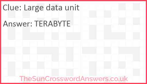 Large data unit crossword clue TheSunCrosswordAnswers co uk