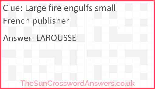 Large fire engulfs small French publisher Answer