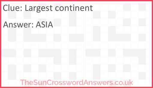 Largest continent Answer