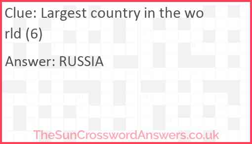 Largest country in the world (6) Answer