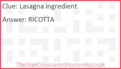 Lasagna ingredient Answer