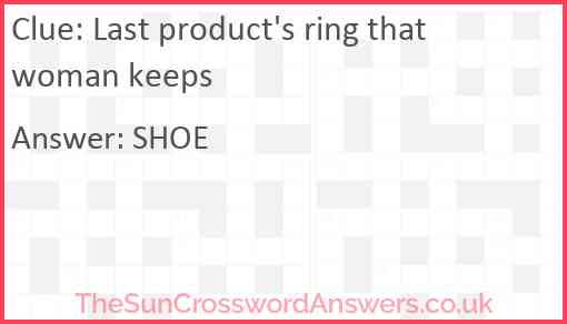 Last product's ring that woman keeps Answer