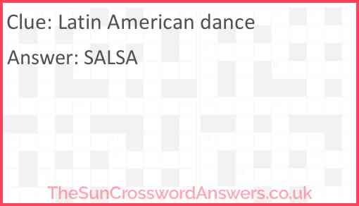 Latin American dance crossword clue TheSunCrosswordAnswers co uk