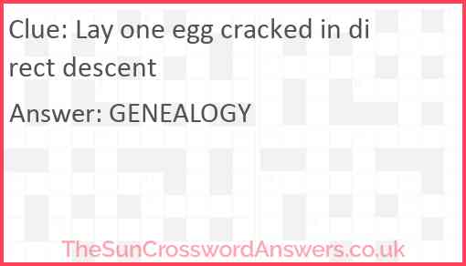 Lay one egg cracked in direct descent Answer