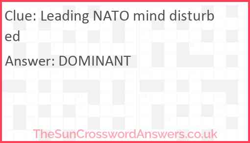 Leading NATO mind disturbed Answer
