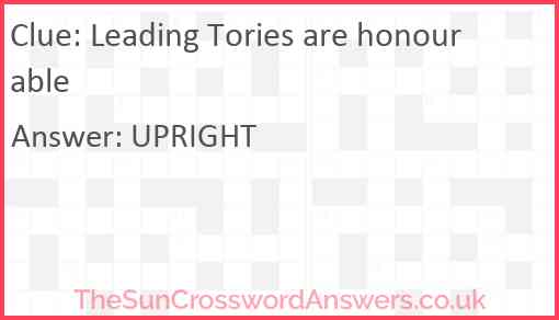 Leading Tories are honourable Answer