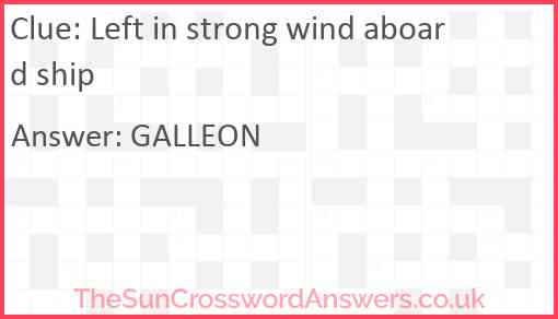 Left in strong wind aboard ship Answer