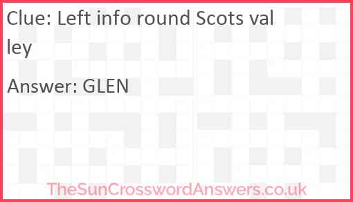 Left info round Scots valley Answer