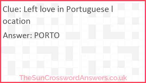 Left love in Portuguese location Answer