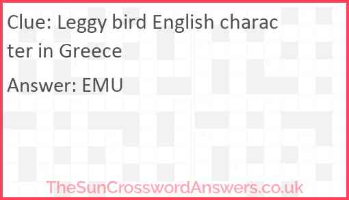 Leggy bird English character in Greece Answer
