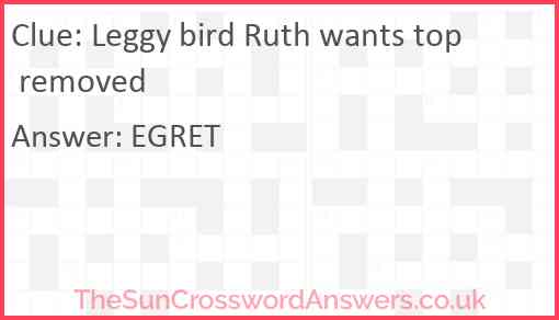Leggy bird Ruth wants top removed Answer