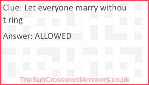 Let everyone marry without ring Answer