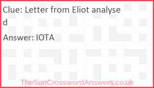Letter from Eliot analysed Answer