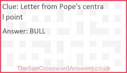 Letter from Pope's central point Answer