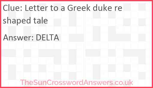 Letter to a Greek duke reshaped tale Answer