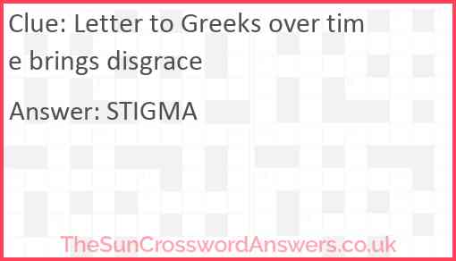 Letter to Greeks over time brings disgrace Answer